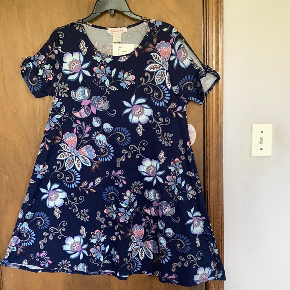 Harlow & Rose dress floral print pullover soft with stretch casual boho M - Picture 11 of 17